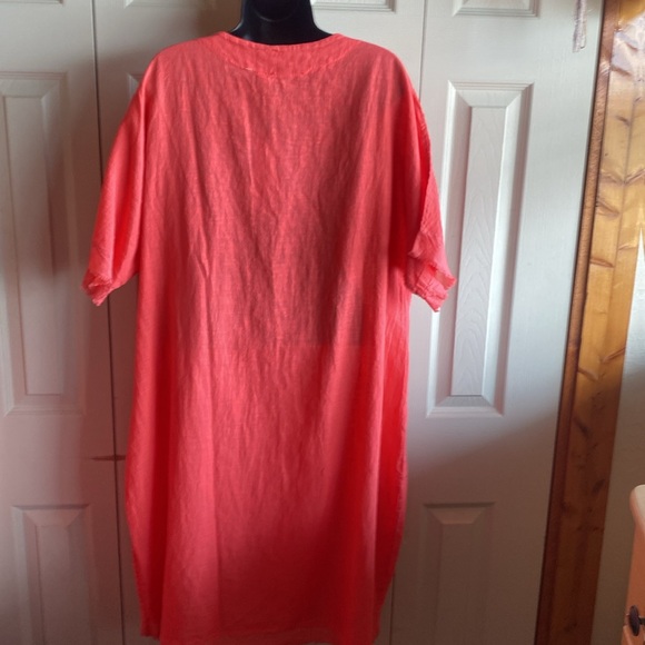 Cristina Vergani NWT Scoop neck 2-Button Cotton/Linen Blend Dress Size Medium - Picture 6 of 14